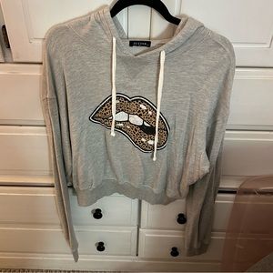 Zutter Cropped Leopard Lips Women’s Hoodie